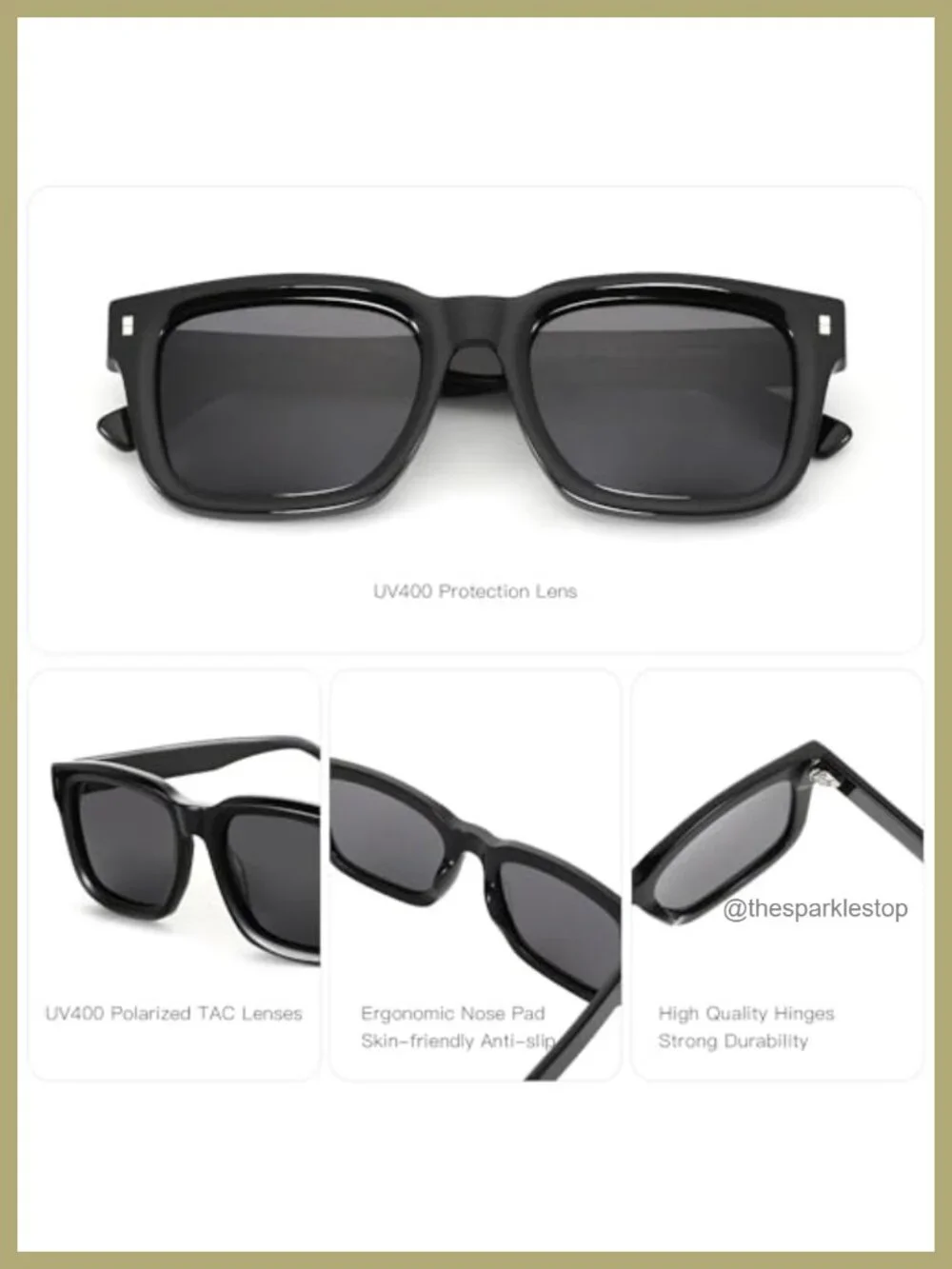 Chunky Rectangle Polarized Sunglasses - Retro Thick Frame UV400 Protection